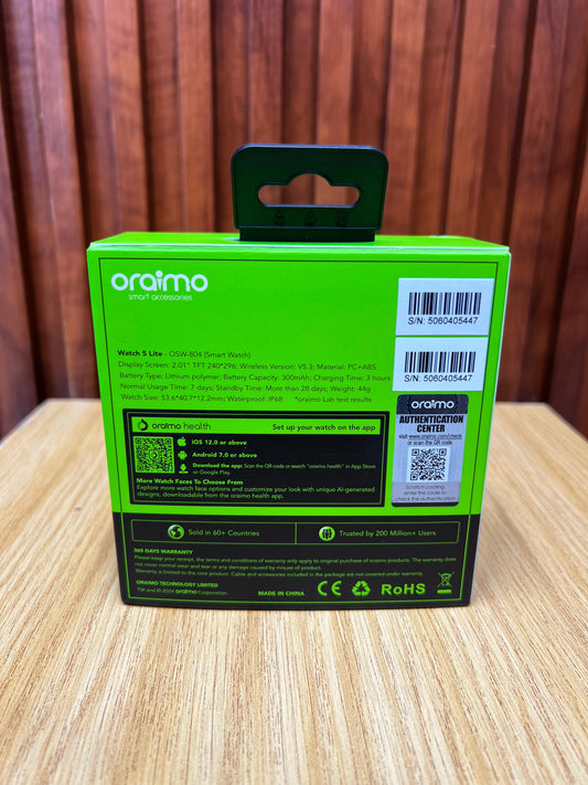 oraimo Watch 5 Lite 2.01" HD IP68 Smart Watch