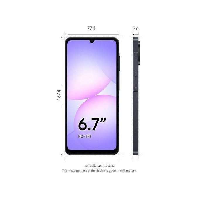 Samsung Galaxy A07 4G, 6.7", 64GB + 4GB RAM (Dual SIM), 5000mAh, Black (2YRs WRTY) + FREE Back cover & Adapter