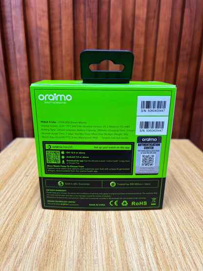 oraimo Watch 5 Lite 2.01" HD IP68 Smart Watch