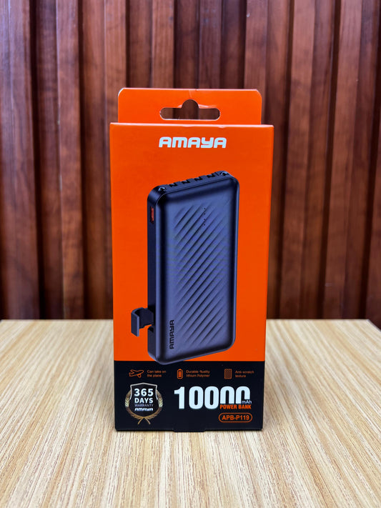 Amaya APB-P119 Power Bank 10000mAh, Power Bank With Charging Cables