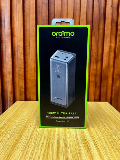 Oraimo PowerJet 130 27600mAh 130W Power Bank ype-C Fast Charging, Power Laptop & Phone at Once, Recharge Powerbank to 100% in 1.5hrs