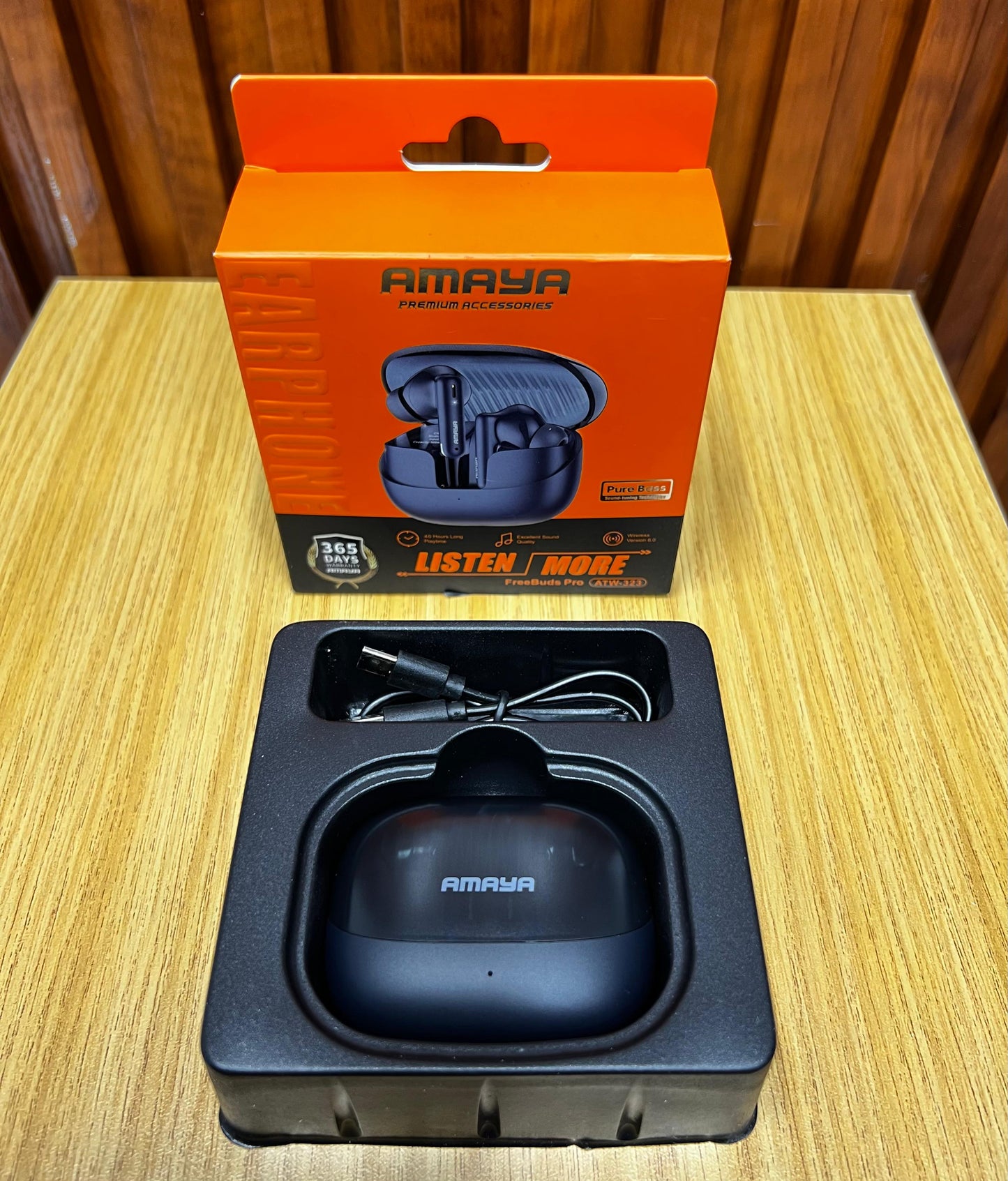 Amaya FreeBuds Pro ATW-323 Wireless Earbuds, Black