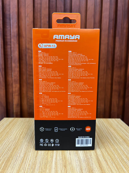 Amaya APW-13 Power Bank 20000mAh 22.5W Super Fast Charging with 2 Lines, Black