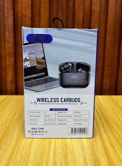 ABJ TW6 Wireless Earbuds (White)