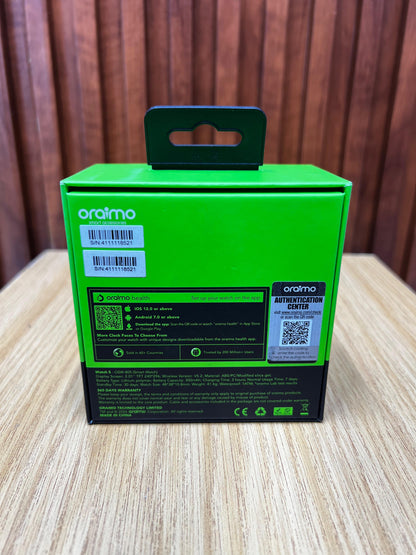 oraimo Watch 5 2.01" HD Panda Glass 1ATM Smart Watch