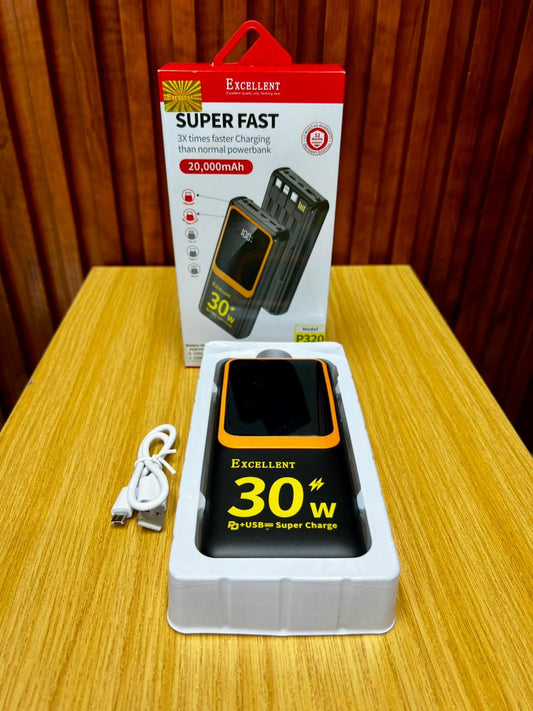 EXCELLENT 12000 Mah Powerbank With Three Cable(Normal,Iphone Cable and Type C )3 in 1 Cable