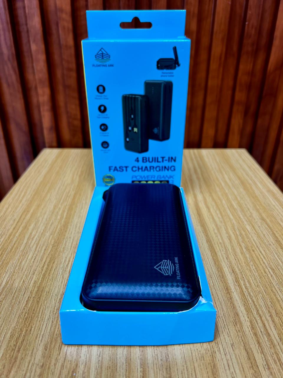 FLOATING ARK 20,000mAh power bank with 4 built in cables and retractable phone holder