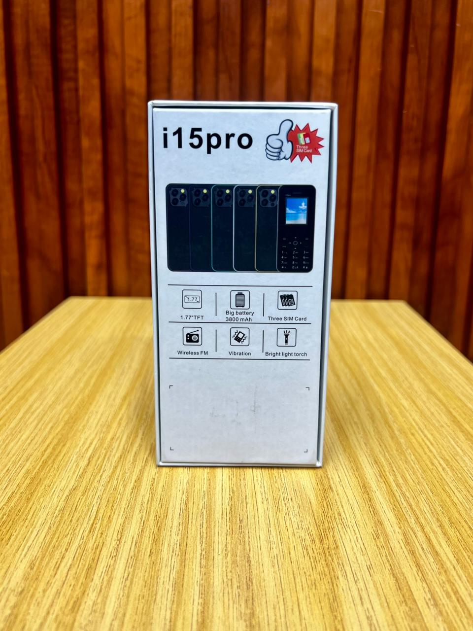 i15pro Tripple SIM (3 SIM) Feature Phone – 3800mAh Big Battery – Wireless FM – Black