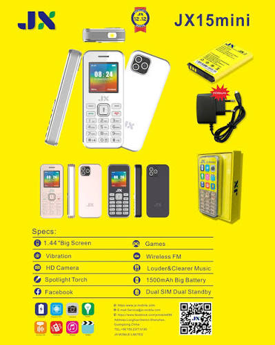 Jx 15 Mini 1.44 Inch Dual SIM Wireless FM 1500 MAh Battery Facebook MP3/MP4 Support
